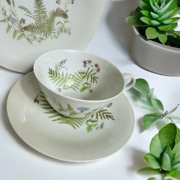 Vintage H&C Bavaria Germany Heinrich Teacup Saucer & Dessert Plate FERNS - Picture 7 of 8